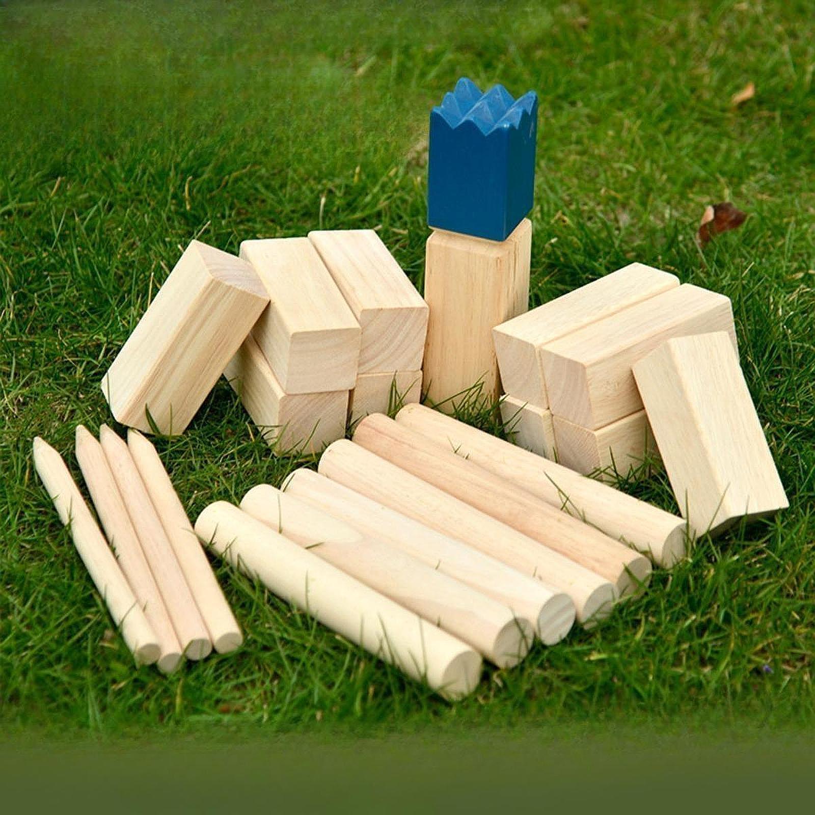 Kubb Game Yard - Premium houten Kubb-speelset voor buiten, blokkengooi,
