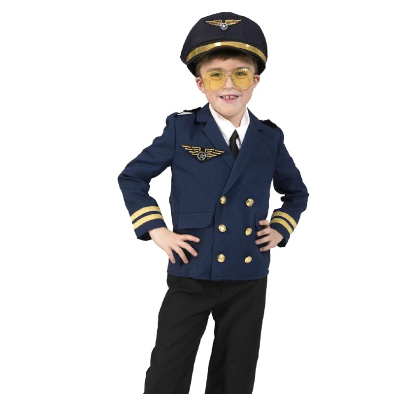 Party Games Adult Birthday - Kinderen Halloween-kostuum Vliegtuigkapitein Uniform Cosplay Hoed