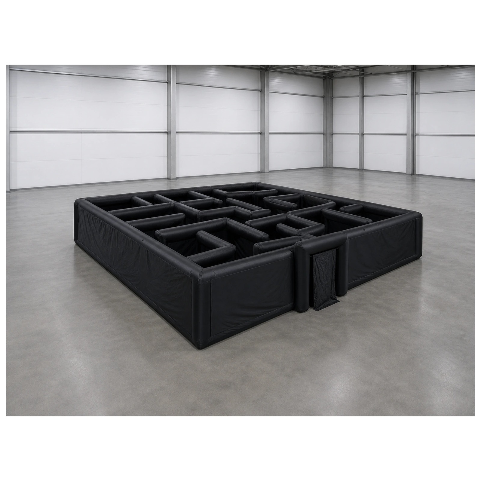 Party Games Kids Outdoor - Groot effen zwart opblaasbaar doolhof 12x12m