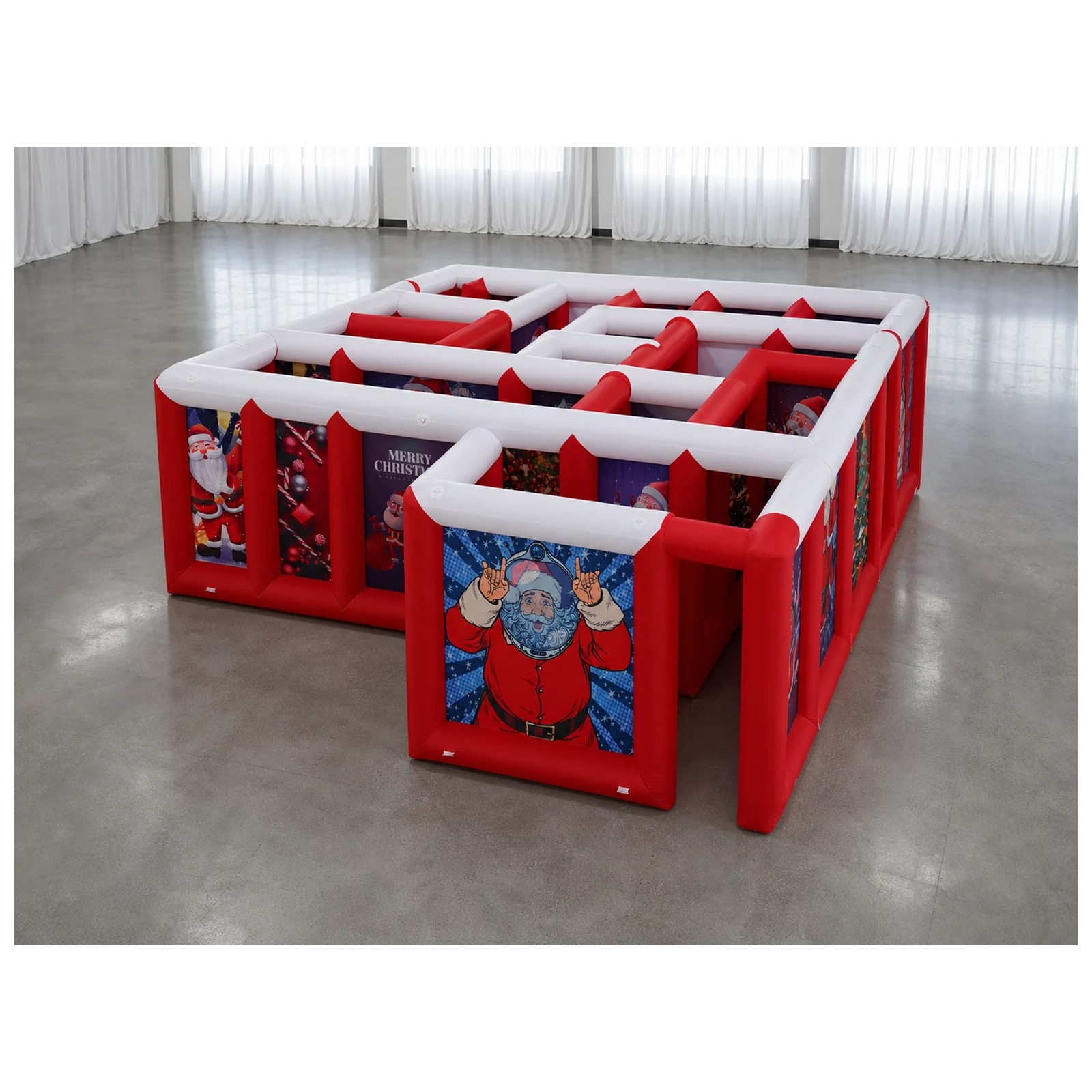 Party Games Kids Outdoor - Grote rood-witte opblaasbare doolhof met plat